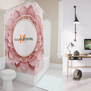 Cortina Para Box Elegante Boho Floral Orange Monograma Moderno