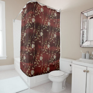 Cortina Para Box Elegante Burgundy Floral
