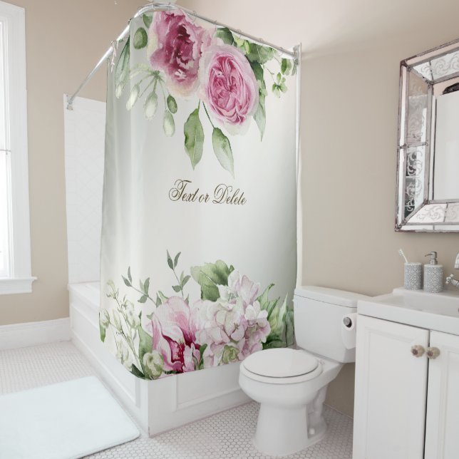 Cortina Para Box Elegante de Bronze Brilhante, Rosa-Vidro, com Mola (In Situ)