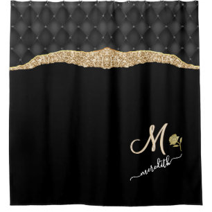 Cortina Para Box Elegante, Dourado, com o nome do monograma persona
