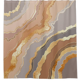 Cortina Para Box Elegante Dourado Marble: Fundo Estilizado.