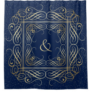 Cortina Para Box Elegante Gold Foil Olhe Script de Rolagem no Marin