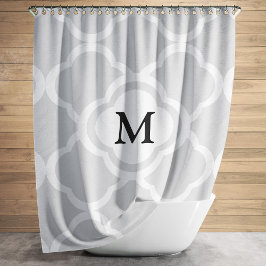 Cortina Para Box Elegante Monograma Cinza Quatrefoil