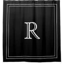 Elegante monograma de roteiro de borda preta e bra