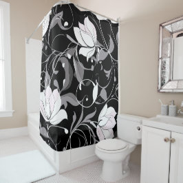 Cortina Para Box Elegante Noir Floral Swirl