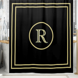Cortina Para Box Elegante preto chic e monograma personalizado Dour