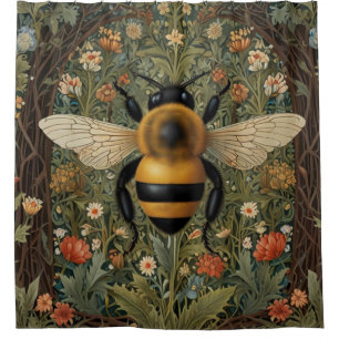 Cortina Para Box Elegante retro bumblebee boho botânico arte floral