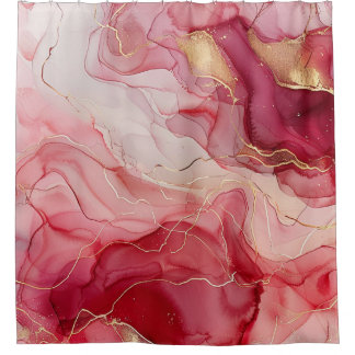 Cortina Para Box Elegante Rosa Dourado Vermelho Tinta Álcool Ágata