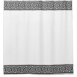 Cortina Para Box Elegante Vetor Grego Preto e Cinza em Branco