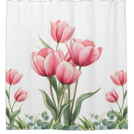 Cortina Para Box Elegantes Tulipas Rosa Presente do Dia das Mães Fl