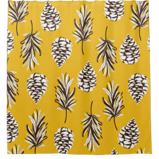 Cortina Para Box Elementos de Natureza do outono de Cores de Vintag