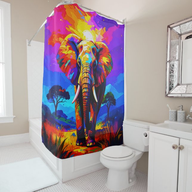 Cortina Para Box Elephant Palette Daub 001 Shower Curtain (In Situ)