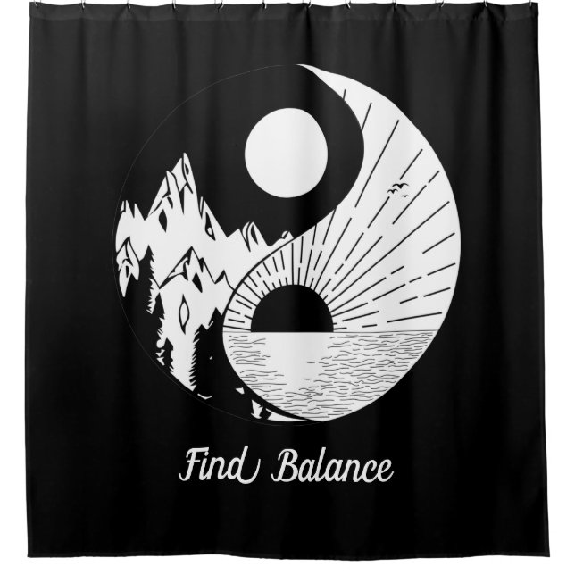 Cortina Para Box Encontre o saldo Zen Yin Yang Black White (Frente)