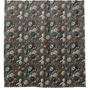 Cortina Para Box Enfermeiro Fallen - Design Floral Gótico