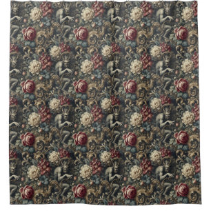 Cortina Para Box Entregue-nos da Decadência - Design Floral Gótico
