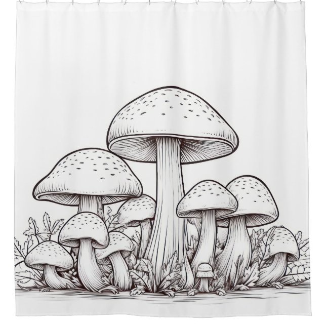 Cortina Para Box Esboço do Cogumelo (Frente)