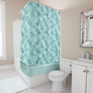 Cortina Para Box Escala de Luxo Sereia Seafoam Mint Green Aqua Sh
