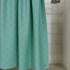 Cortina Para Box Escalas de Sereia Verde do Mar Aquamarino