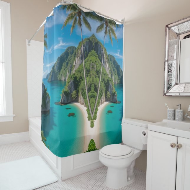 Cortina Para Box "Escapar ao Paraíso: Escorrega Tropical" (In Situ)