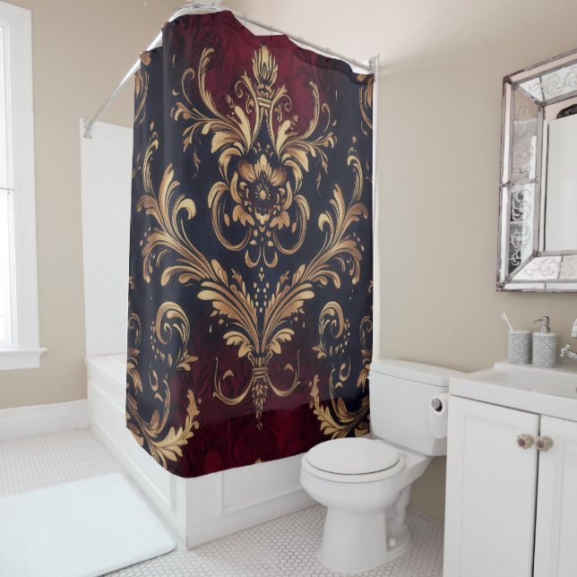 Cortina Para Box Escarlate e barroco Dourado (In Situ)