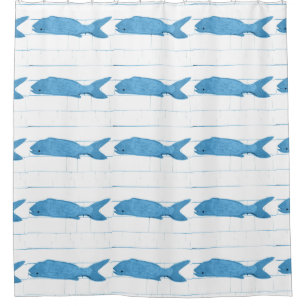 Cortina Para Box escola de peixes azuis