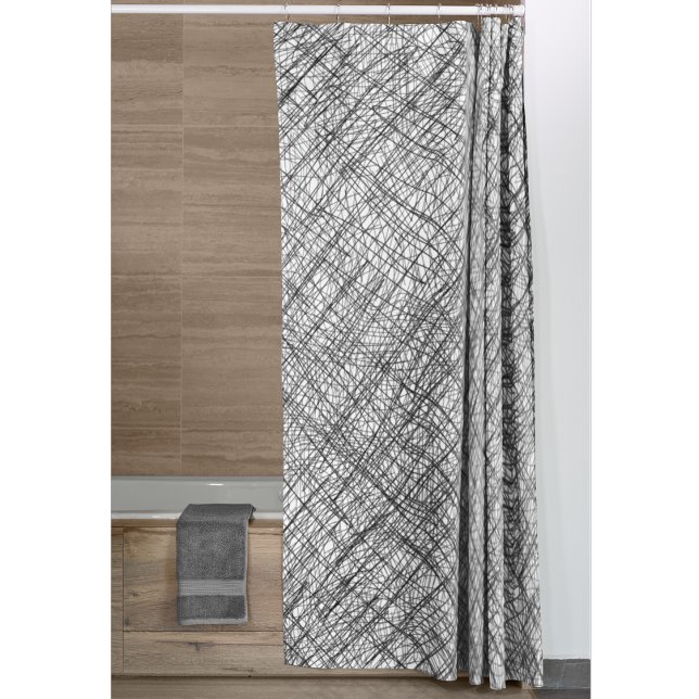 Cortina Para Box Escrivatura japonesa de linhas simples (Japandi style shower curtain)