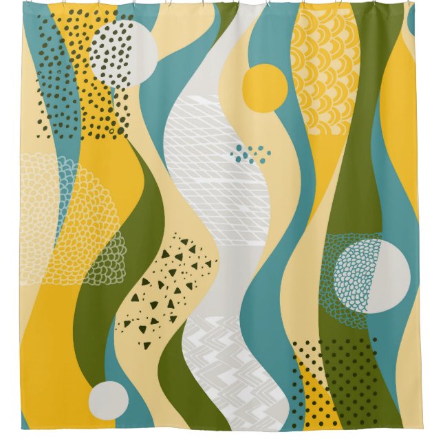 Cortina Para Box Espaço abstrato: Ornamentos Suaves de Linha. (Frente)