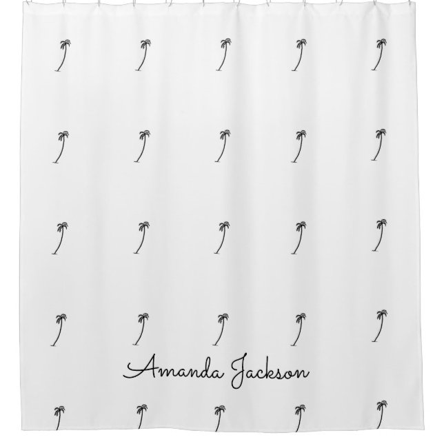 Cortina Para Box Espetacular Árvore Costeira de Coco Branco (Frente)