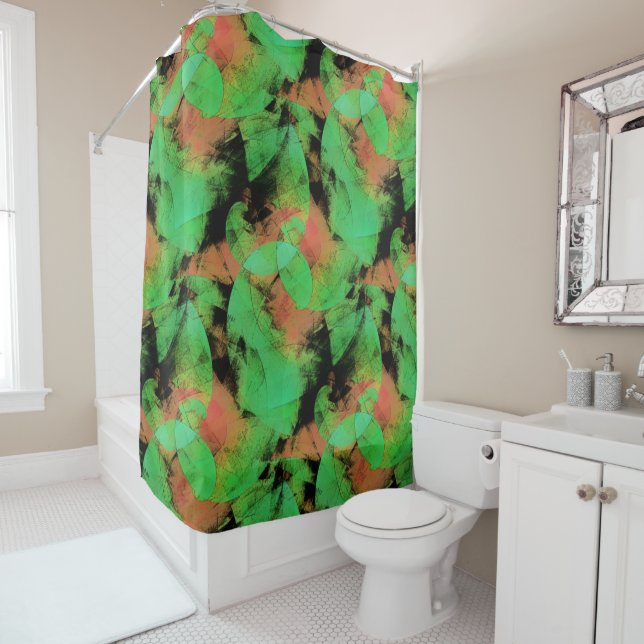 Cortina Para Box Espirais verdes texturizadas de salmão mistos T (In Situ)