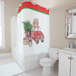 Cortina Para Box Espírito de uma velha árvore de caminhões de Natal