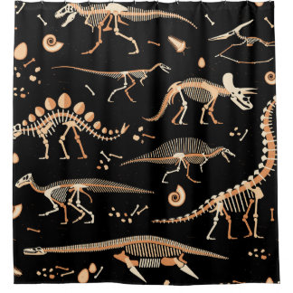 Cortina Para Box Esqueletos de dinossauro, fósseis, padrão de colhe
