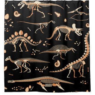 Cortina Para Box Esqueletos de dinossauros e padrões fósseis