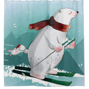 Cortina Para Box Esqui do Urso Polar  Presente Para Bebê
