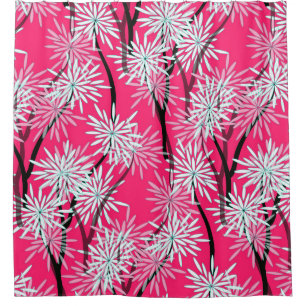 Cortina Para Box estilo asiático de wallpaper floral retrô em bra