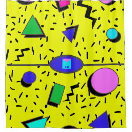 Cortina Para Box Estilo de Abstrato de Memphis Amarelo Retroativo 8