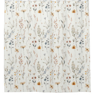 Cortina Para Box Estilo de vassoura de flor silvestre de aquarela