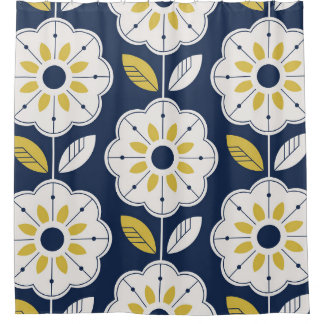 Cortina Para Box Estilo Escandinavo Floral Padrão Invisível