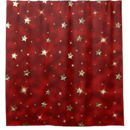 Cortina Para Box Estrelas de Natal Vermelhas e Douradas de Metal Fa