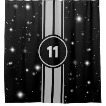 Estrelo de faixas de corridas pretas e prateadas