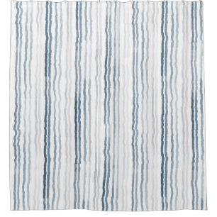 Cortina Para Box Estrias De Aquarelas Finas, Azul De Estrelas, Cinz