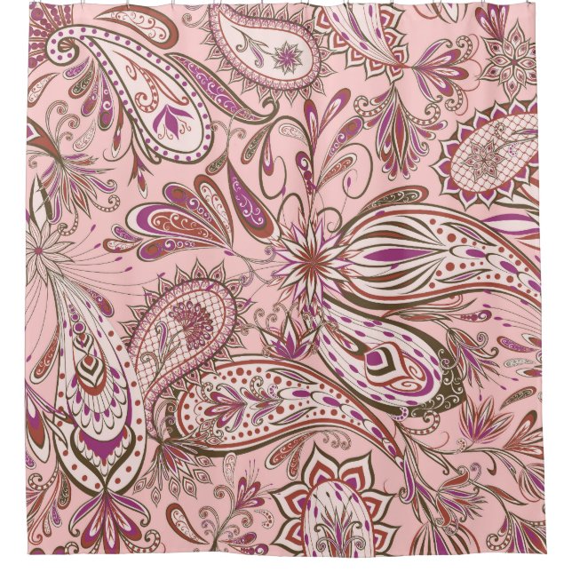 Cortina Para Box Etnia Floral: Oriental Paisley Design. (Frente)