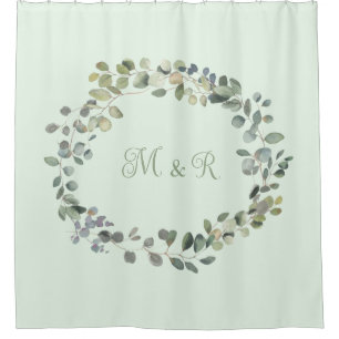 Cortina Para Box Eucalyptus Botanical Greenery Monograma Elegante