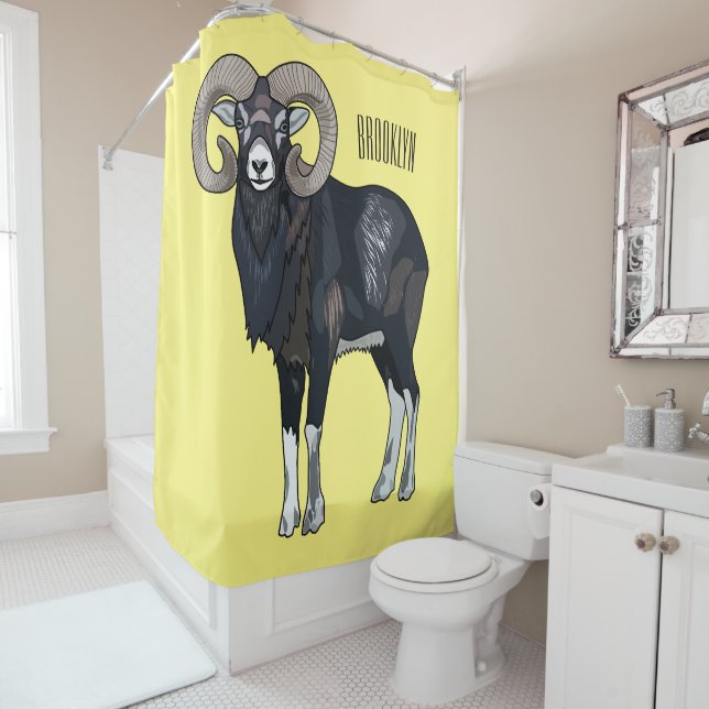 Cortina Para Box Exemplo de desenho animado de ovelhas Mouflon (In Situ)