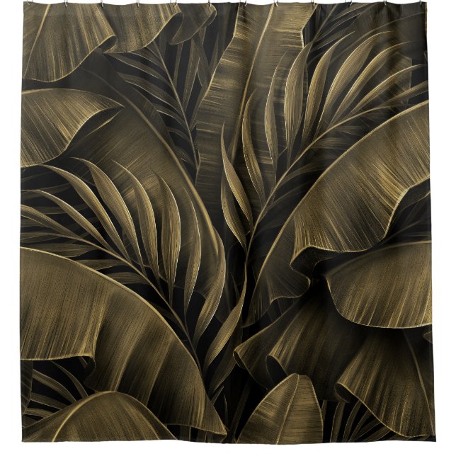 Cortina Para Box Exótico tropical: Natureza Ouro Grunge (Frente)