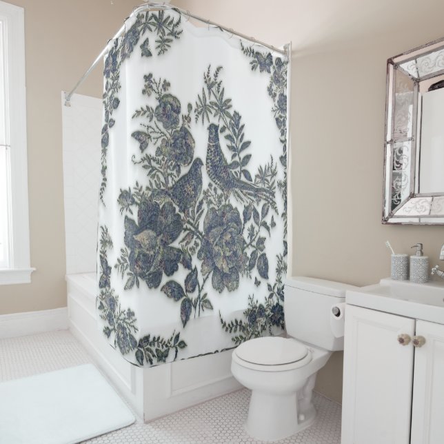 Cortina Para Box Faisão em flores (In Situ)