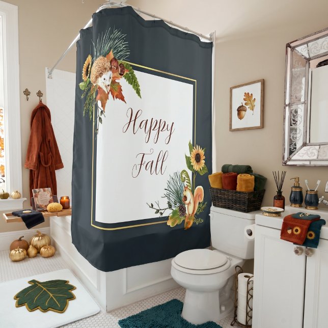 Cortina Para Box Fall critters and nature with customizable text  (Criador carregado)