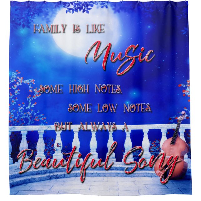 Cortina Para Box Família é como Música (Frente)