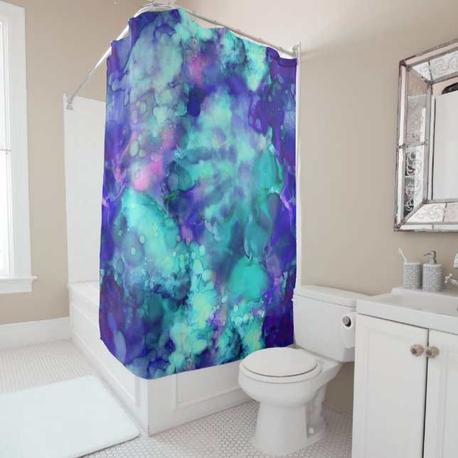 Cortina Para Box fantasia azul aquarelas : (In Situ)