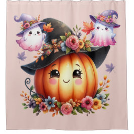 Cortina Para Box Fantasmas e Abóbora Desenho de Halloween