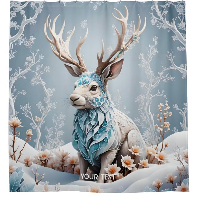 Cortina Para Box Fantasy Cuja Jackalope Winter Ice (Frente)